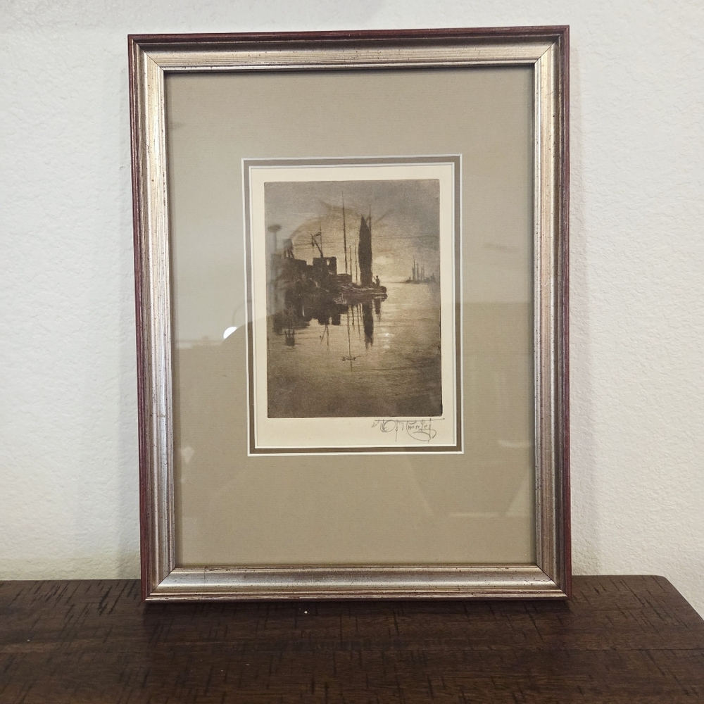 RARE JOSEPH JOE KNOWLES Etching "Dawn" Harbor Signed Framed 2 Edition No-11 HTF